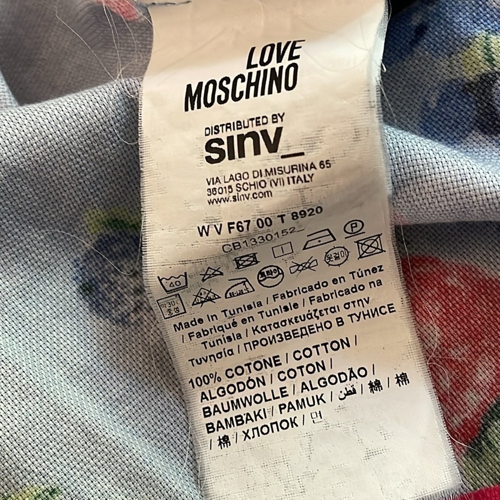 Love Moschino Picnic Print (Fruit & Floral) Cotton Off the Shoulder Dress Sz 2 - Picture 16 of 16